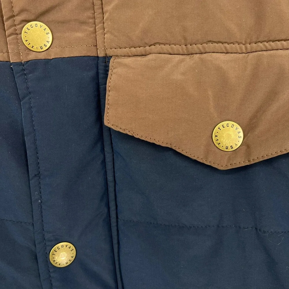 Tecovas Mens Quilted Western Vest Navy Brown Primaloft Size XL Full Zip